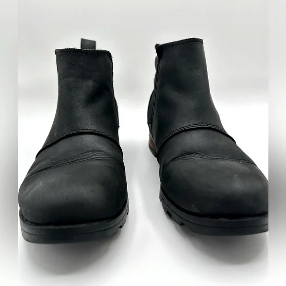 Sorel Emelie Boot Womens Size 8.5  Waterproof Black Slip On Leather Chealse - Picture 3 of 7